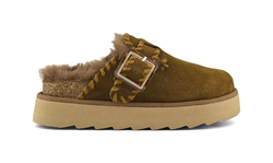 PLATFORM SABOT IN PELLE SCAMOSCIATA COGNAC